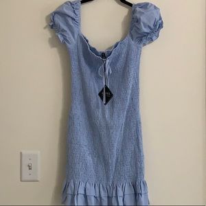 Blue cap sleeve dress